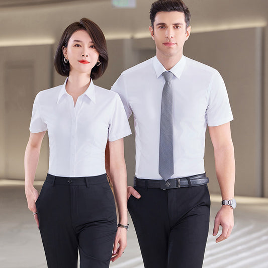 White Bamboo Uniform Shirts with Logo – Hotel, Office, School Workwear