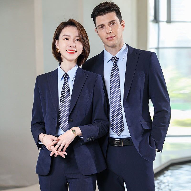 Striped Stretch Suit Sets for Men & Women – Business Uniform Blazers for Office, Hotel, School, Casino, Real Estate & Conferences
