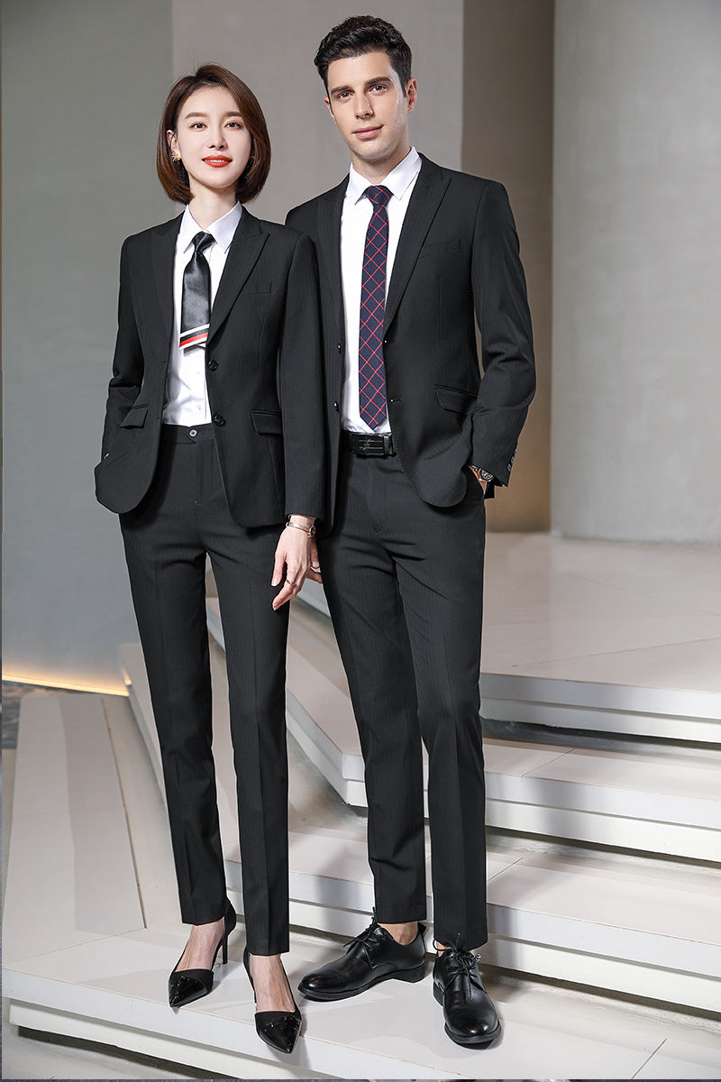 Striped Stretch Suit Sets for Men & Women – Business Uniform Blazers for Office, Hotel, School, Casino, Real Estate & Conferences