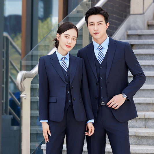 Navy Blue Business Suit Set for Men & Women - Professional Workwear for 4S Showrooms, Real Estate, Teachers, Hotels, Casinos, Corporate & Conference Events - Custom Embroidery & Logo Printing